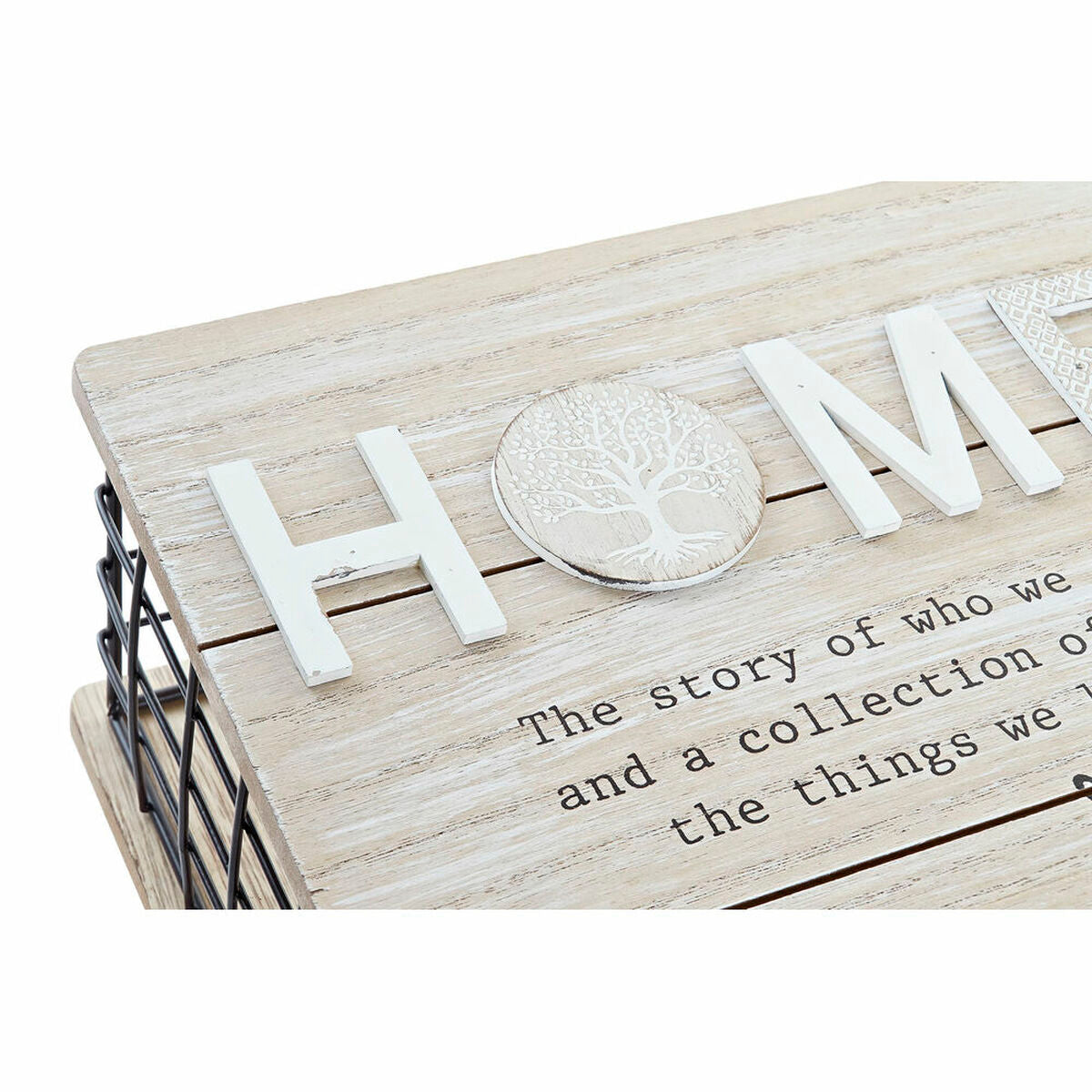 Decorative box DKD Home Decor Black Natural Metal MDF Wood