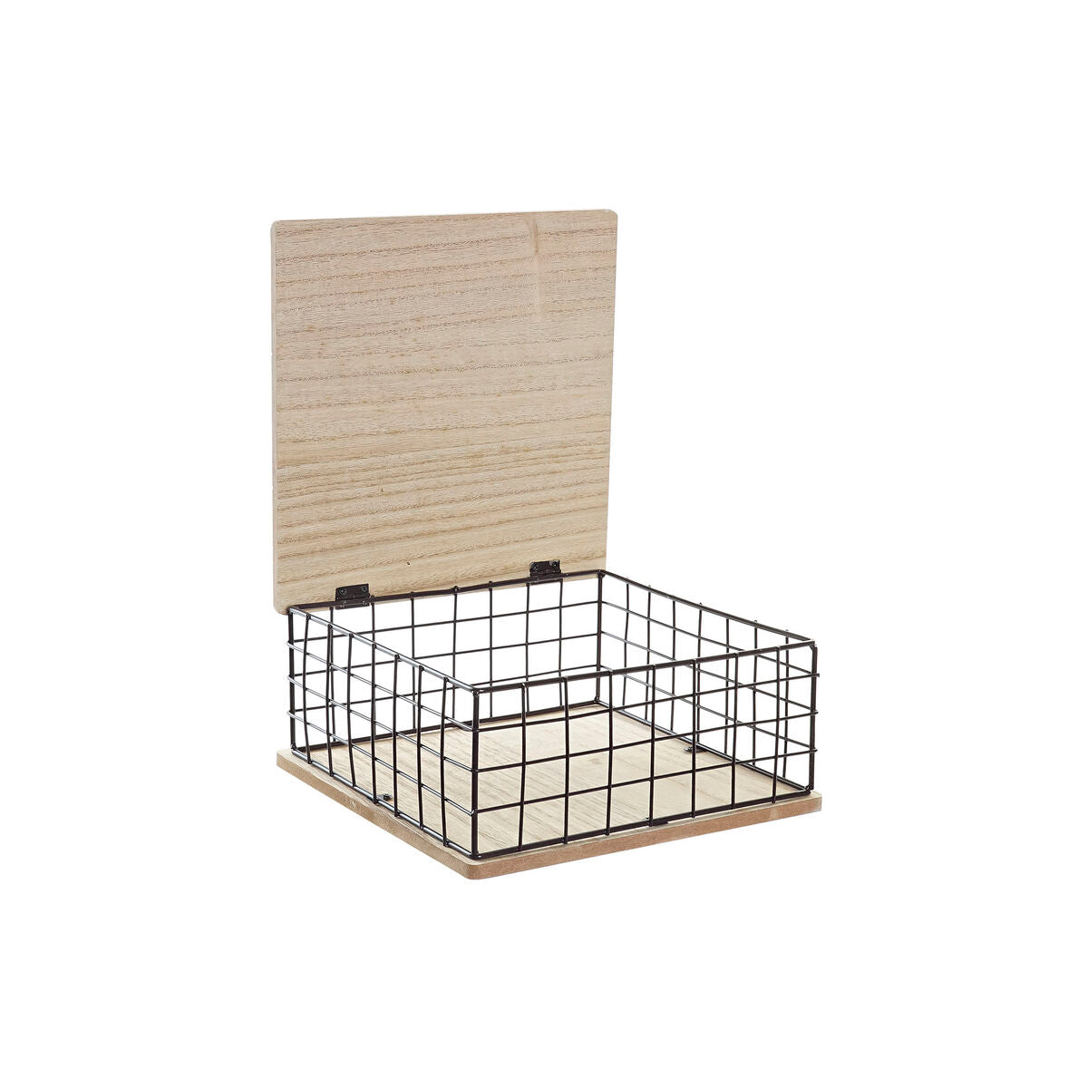 Decorative box DKD Home Decor Black Natural Metal MDF Wood