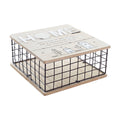 Decorative box DKD Home Decor Black Natural Metal MDF Wood